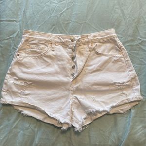 Women’s High-Waisted Denim White Shorts. Size 27.